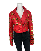 Red Studded Moto Jacket