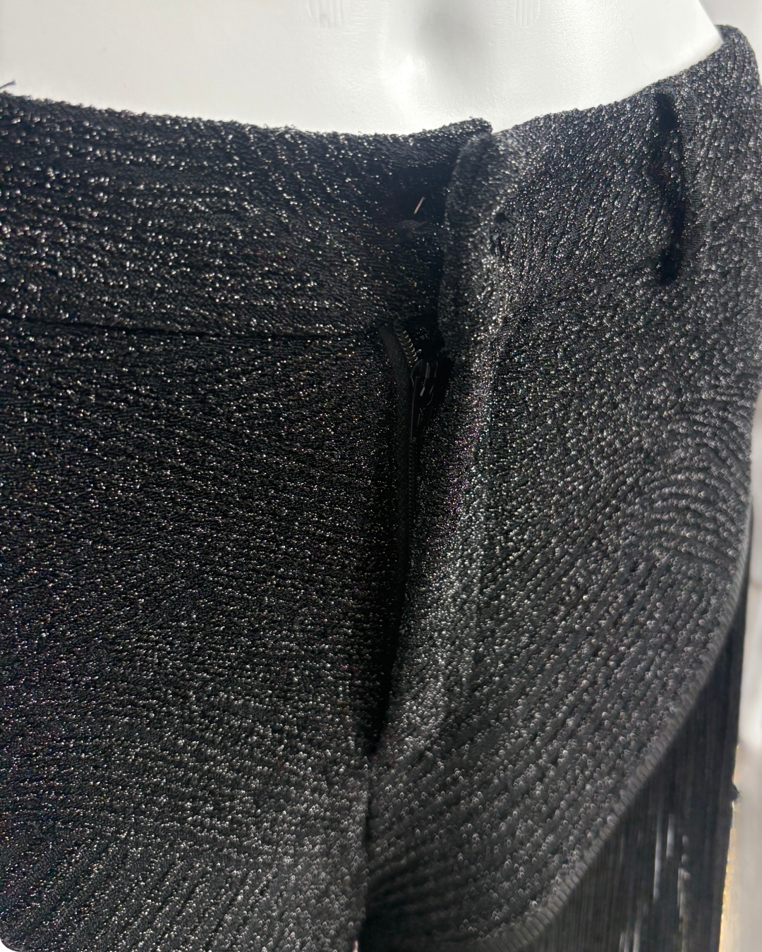 Black Embillished Fringe Shorts