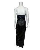 Strapless Black Faux Leather Dress