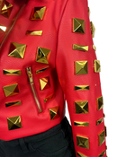 Red Studded Moto Jacket