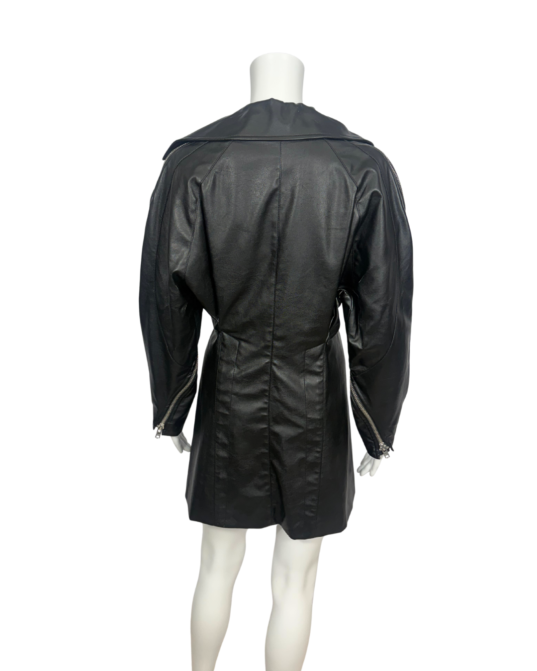 Black Faux Leather Moto Dress