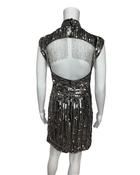 Silver Sequin Embellished Tassel Dress
