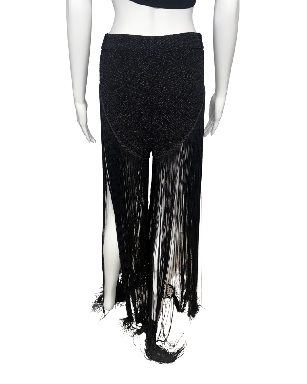 Black Embillished Fringe Shorts