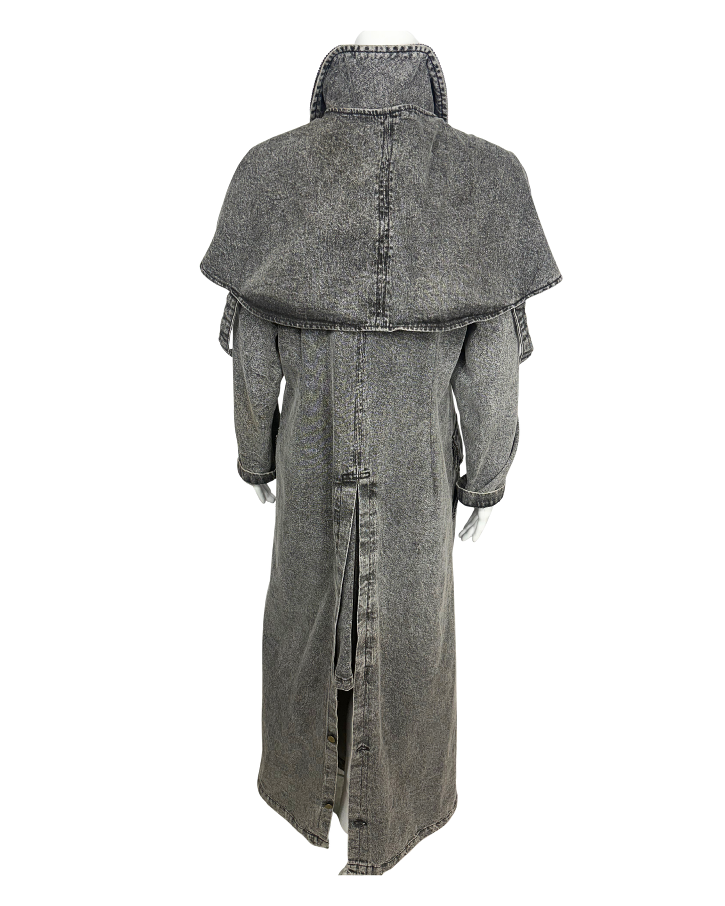 Vintage Black Denim Duster Coat