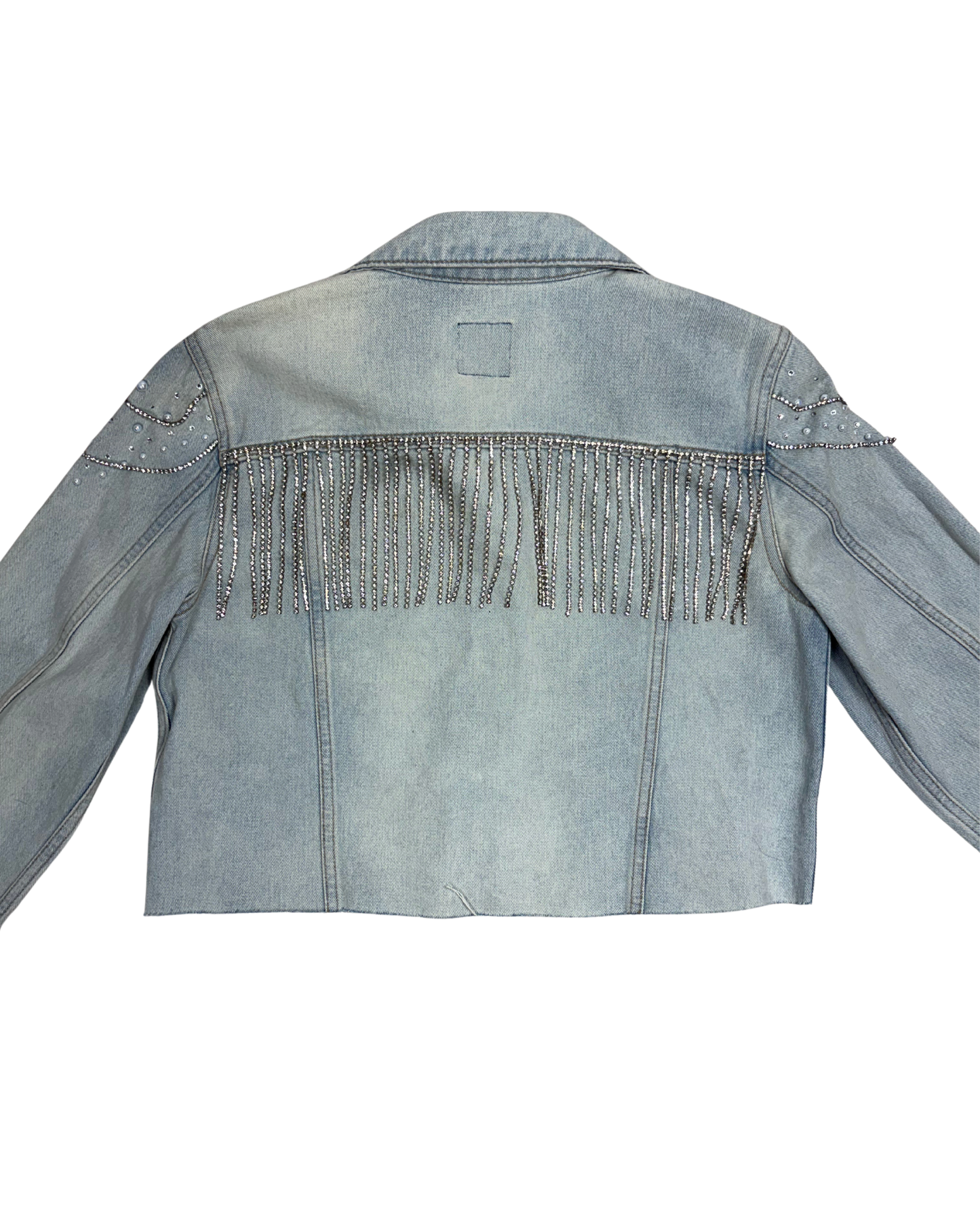 One of One Custom Pearl & Crystal Denim Jacket