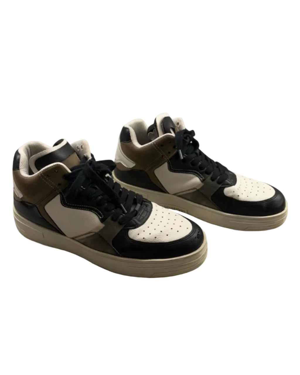 Bershka High Top Sneakers in Black & Khaki