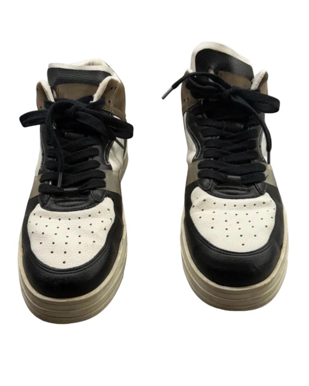 Bershka High Top Sneakers in Black & Khaki